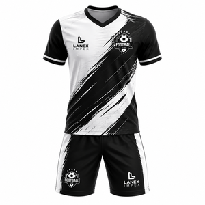 Conjunto de Uniforme de Fútbol Sublimado Personalizado, Camiseta Deportiva de Manga Corta con Cuello en V y Pantalones Cortos a Juego, Transpirable para Entrenamiento en Equipo - Product Image 1
