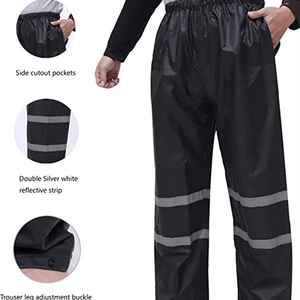 Universal Adult Waterproof Rain Suit Hooded <b>Jacket</b> and Pants Set <b>Reflective</b> PU Eco-Friendly Fabric Outdoor Camping Hiking Wear - Product Image 6