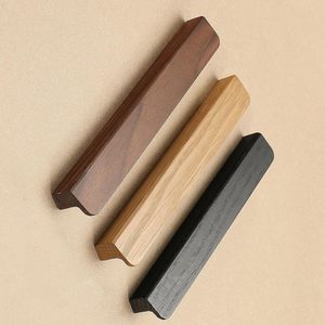Contemporary Solid Wood Cabinet Handles and Knobs for Kitchen Drawers <b>Wardrobes</b> Modern Furniture <b>Hardware</b> Decorative Pulls - Product Image 1
