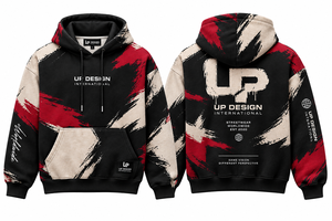 Custom Black <b>Red</b> White Graphic Print Oversized Hoodie Unisex Streetwear Heavyweight Pullover Hooded <b>Sweatshirt</b> for Men <b>Women</b> - Product Image 4