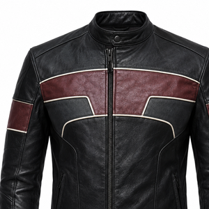 Premium Men's Cafe Motorcycle <b>Jacket</b> Racer <b>Leather</b> <b>Jacket</b> Genuine Full Grain <b>Leather</b> Fashion Biker Coat Private Label Wholesale - Product Image 3