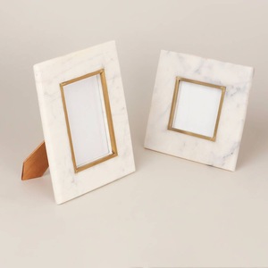 Luxury Marble & Metal Gold Trim <b>Photo</b> <b>Frame</b> Handmade Rectangle Tabletop Display <b>Frame</b> Custom Home Office Decor - Product Image 2