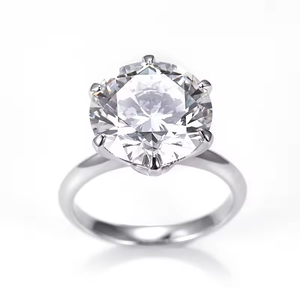 Anillo de Compromiso Clásico con Diamante de Corte Brillante Redondo, Plata 925, Engaste de Garras, Joyería Fina para Mujer - Product Image 1
