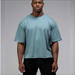 เสื้อยืดโอเวอร์ไซส์ผู้ชายแบบเรียบ 100% ผ้าฝ้ายเนื้อหนา สตรีทแวร์ ระบายอากาศได้ดี สไตล์ลำลอง รับผลิตแบบ OEM - Product Image 6