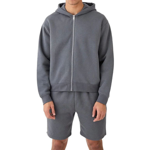 Custom Trending 2026 <b>Zip</b> <b>Up</b> Hoodie and Shorts Set 100% Cotton Fleece Sweatsuit Women Men Unisex Summer Jogging Wear Outfit - Product Image 5