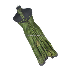 Vestido de Tela de Seda Sari Vintage Indio para Mujer, Estilo Hippie Bohemio, Compra en Línea al por Mayor, Vestido de Noche Elegante sin Mangas para Damas - Product Image 5