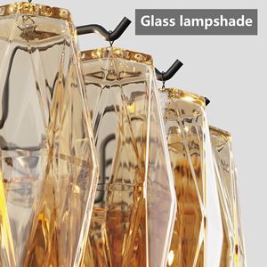 Lampadario Moderno Rotondo Nero Extra Large da 37 Pollici con 14 Luci a Tubi di Vetro Fumé a Strati per Sala da Pranzo - Product Image 6