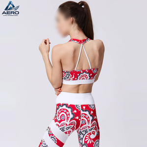 OEM Bold Red Folkloric Graphic Print High Elasticity Athletic Gym New Arrival Women Fashion Sportswear Breathable Fitness <b>Bra</b> - Product Image 3