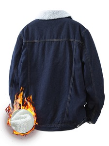 New Fashion Design High Quality Men Denim <b>Jacket</b> Wholesale Custom Made Men's Denim Men's Sherpa Lining Windproof Button Closure - Product Image 2