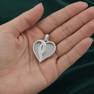 925 Sterling Silver Heart Shape 13x13mm Pendant Base Blank Bezel Setting DIY <b>Memorial</b> Jewelry for Resin Ashes Hair Breastmilk - Product Image 3