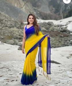Sari Moderno Indio Estilo Bollywood para Fiestas y Uso Diario, en Rayón Georgette con Diseño Reversible - Product Image 3