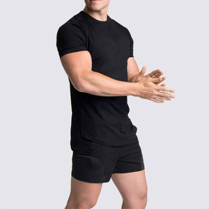 Camiseta de Manga Corta para Hombre, Color Borgoña, Cuello Redondo, Tejido de Punto, Corte Ajustado, Estilo Casual - Product Image 6