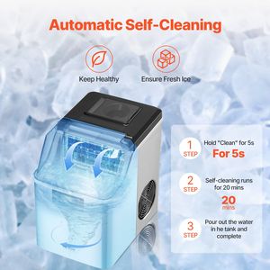 Máquina de Hielo Portátil de Sobremesa con Función de Autolimpieza, 24 Cubos en 15 Minutos, 45 Libras en 24 Horas, Incluye Cesta para Hielo y Pala - Product Image 4