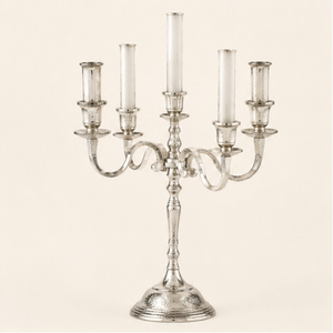 Luxury <b>Silver</b> Metal Candelabra 5 Arms Aluminum <b>Candlestick</b> Holder for Wedding Table Centerpiece and Christmas Home Decoration - Product Image 4