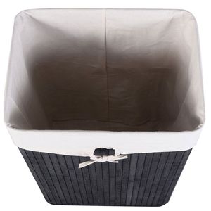 Cesto per Bucato Pieghevole in Bambù a Singola Struttura con Coperchio Rimovibile per Conservazione Vestiti Sporchi - Product Image 5