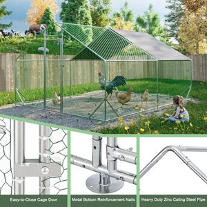 Pollaio in Metallo da Esterno Grande 4m con Copertura Impermeabile da 3m per Polli da Giardino - Product Image 5