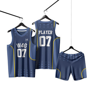Custom V Neck Personalized Printed 100% Polyester Breathable Moisture Wicking Sleeveless Men's Basketball Club Uniforms Set - Product Image 1