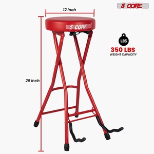 5Core Guitar Stool 3.15" <b>Padded</b> <b>Chair</b> Foldable Heavy Duty Music Seat Built in Foot Rest Guitar Stand - Product Image 3