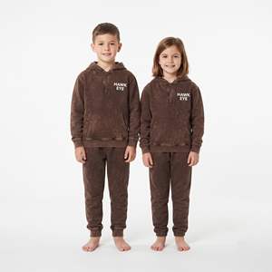 Conjunto Deportivo de Alta Calidad para Niños, Sudadera con Capucha y Media Cremallera en Algodón Lavado con Ácido, Pantalones Jogger con Estampado Personalizado, Ropa Unisex para Uso Diario - Product Image 1