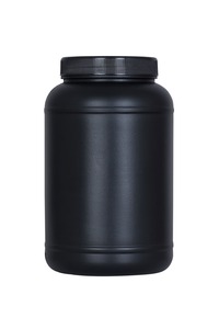 Indian Exporter Custom Black Boston Cylinder HDPE Protein Powder Bottle with Secure Cap for Supplement Packaging For Sale - Product Image 2