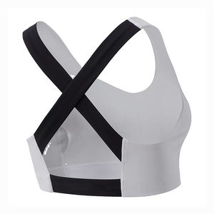 Sujetador deportivo sin costuras blanco para mujer, top de yoga de alto soporte con diseño racerback, ropa deportiva - Product Image 4