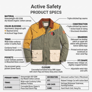 Chaqueta de Caza Vintage para Hombre, de Lona Encerada, 450GSM, Diseño Color Block - Product Image 5