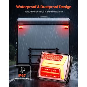 Kit 2 Luci Posteriori Quadrate a LED Magnetiche 12V per Rimorchio, Impermeabili, con Luce Targa, Stop, Freno e Indicatore di Direzione per Camion - Product Image 2