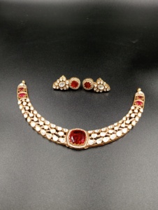 Amaira Jewels Gold Plated <b>Silver</b> Women's <b>Necklace</b> <b>and</b> <b>Earring</b> <b>Set</b> Green Doublet Floral Classic Wedding Jewelry - Product Image 4