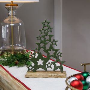 Elegante Adorno Navideño Rústico de Metal y Madera para Centro de Mesa, Decoración para la Mesa en Época Navideña - Product Image 1