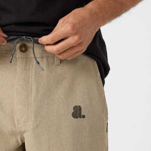 Shorts Bermuda Homme Kaki Uni Taille Haute avec Cordon de Serrage Logo Avant Tissu Oxford Polyester/Coton Séchage Rapide Décontracté - Product Image 3