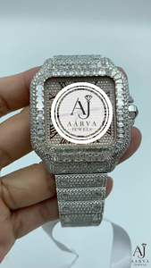 Montre mécanique Miyota à cadran carré, bracelet en acier inoxydable de 20 mm, analogique, incrustation de diamants, bijoux de luxe, cadeau - Product Image 5