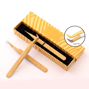 Pinzas de pestañas antiestáticas de acero inoxidable japonesas con logotipo personalizado, herramienta de belleza de etiqueta privada con punta puntiaguda en caja de 1 pieza - Product Image 1