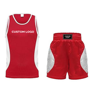 Conjunto de Camiseta sin Mangas y Pantalones Cortos de Boxeo Unisex con Logotipo Personalizado, Ropa Deportiva Transpirable y Elástica para Entrenamiento de Gimnasio, Pantalones Cortos de Muay Thai - Product Image 1