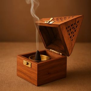 Custom Logo Eco-Friendly Wooden Square Incense Holder Modern Design Handmade Tabletop Factory Direct Low Cost High Quality - Product Image 1