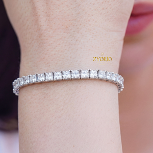 Bracelet tennis en diamant de laboratoire, plaqué or et argent, élégance intemporelle, cadeau de fête brillant, classique - Product Image 5