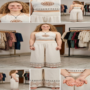 Pantalones Palazzo Anchos y Holgados de Cintura Alta, Transpirables, con Hermoso Top Corto, 100% Algodón, Conjunto para Vacaciones de Verano en la Playa - Product Image 5