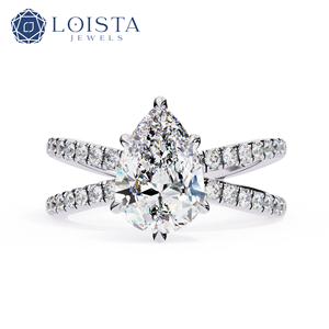 LOISTA แหวนหมั้นเพชรทรงลูกแพร์ เพชรธรรมชาติแพลตตินัมสำหรับผู้หญิง ได้รับการรับรองจาก GIA สไตล์คลาสสิก - Product Image 1