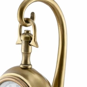 Traditional Design Modern Farmhouse Quartz <b>Battery</b> Operated Circular Shape Brass Desk <b>Clock</b> Roman Numerals Hourly Chiming Sound - Product Image 2