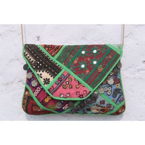 High Quality Hand Embroidery Banjara Handbags Casual Fashion Open Closure <b>Chains</b> Patchwork <b>Mirror</b> Work Clutch Purse - Product Image 2