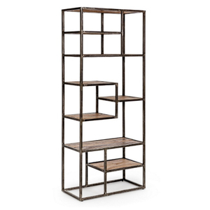 Étagère bibliothèque industrielle moderne en bois extensible à 4 niveaux, autoportante et sans dossier, pour salon et bureau à domicile - Product Image 2