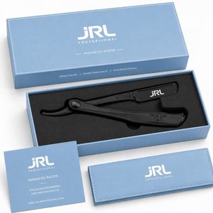 Tijeras de Adelgazamiento de Acero Inoxidable Magnéticas Negras JRL de Lujo con Borde Recto, Mango Corto para Diestros, Hoja Afilada para Uso Profesional de Barbero - Product Image 1