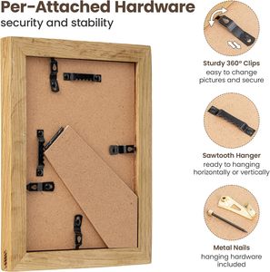 Solid Oak Wood <b>Picture</b> <b>Frames</b> Matted for <b>Picture</b> <b>Frames</b> <b>with</b> Premium Tempered Glass, Wall <b>Mount</b> or Tabletop Display - Product Image 2