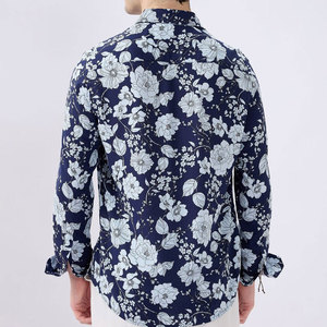 Chemise décontractée à manches longues pour homme, imprimé floral, col rabattu, respirante, 100% coton popeline, pour l'été - Product Image 5