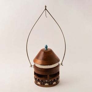 Luxury Wooden & Metal Chafing Dish With Mop Inlay Hanging Wooden Lid Stainless Steel <b>Food</b> <b>Warmer</b> For Ramadan Buffet Hotel Supply - Product Image 5