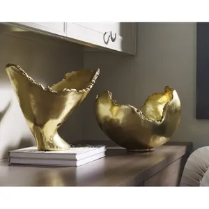 Premium Handmade Fruit Bowl with Contemporary Open Wire Metal Frame Designer ConstructionGolden Plastic Egg Shell Bowl Round - Product Image 4