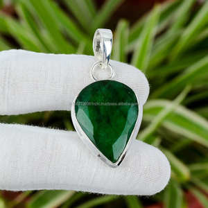 925 pendentif en argent Sterling pierre précieuse pendentif fait main cadeau de demoiselle d'honneur pendentif émeraude naturelle bijoux en argent - Product Image 5