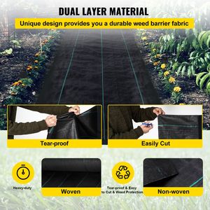 Heavy Duty 5.8oz Landscape <b>Fabric</b> Garden <b>Netting</b> 3ft X 300ft Black Weed Barrier Cover Mat Woven Grass Control Geotextile Garden - Product Image 3