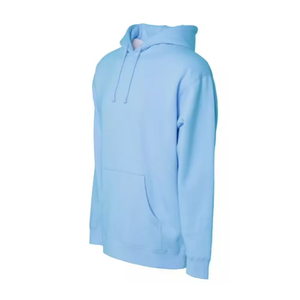 Custom Heavyweight Hoodie <b>Men</b> Blank Fleece <b>Pullover</b> Sweatshirt Back View Streetwear Plain Light Blue Gym Hoodies - Product Image 3