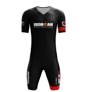 Traje de Triatlón Sublimado para Hombre 70.3 Varsovia Polonia Manga Corta Cuello en V Cierre de Cremallera Absorbe la Humedad Ropa Deportiva Ajustada - Product Image 1