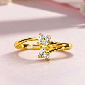 Hallmark Silver Blossom 18K Gold Plated <b>Resizable</b> Flower <b>Ring</b> for Women - Product Image 1